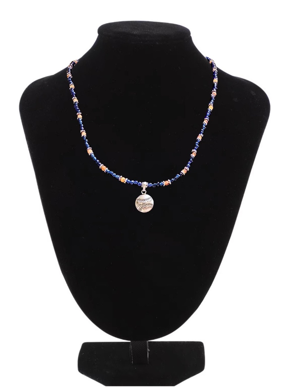 Hand beaded Beaded Detroit Tigers With Silver Baseball Charm Necklace